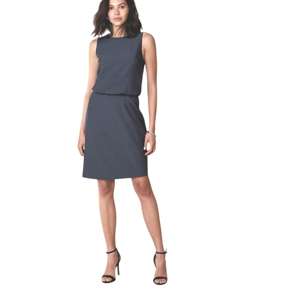 NWT Banana Republic Sculpted Blousant Waist Mini Dress Preppy Navy Blue 8